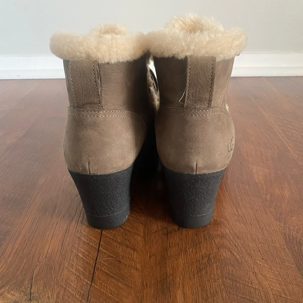 UGG Jeovana Womens Suede Waterproof Wedge Winter Ankle Boots *like NEW* sz 8.5